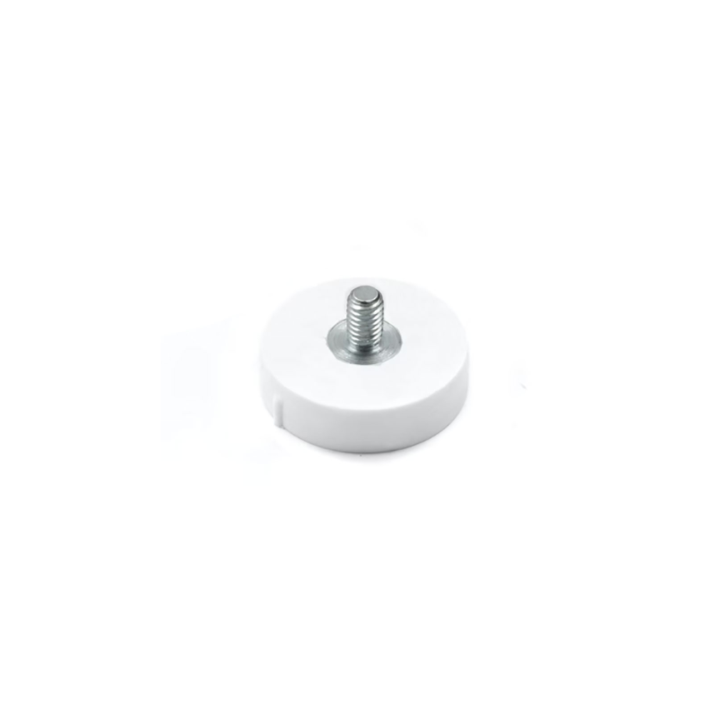 Rubber magnet (white) with external thread, Ø22 mm.