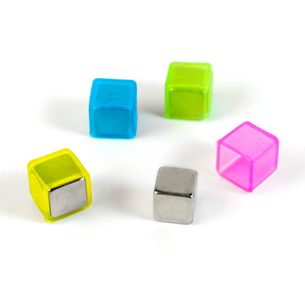 Neon cube magnets w/cover 10x10x10 mm. (4-pack)