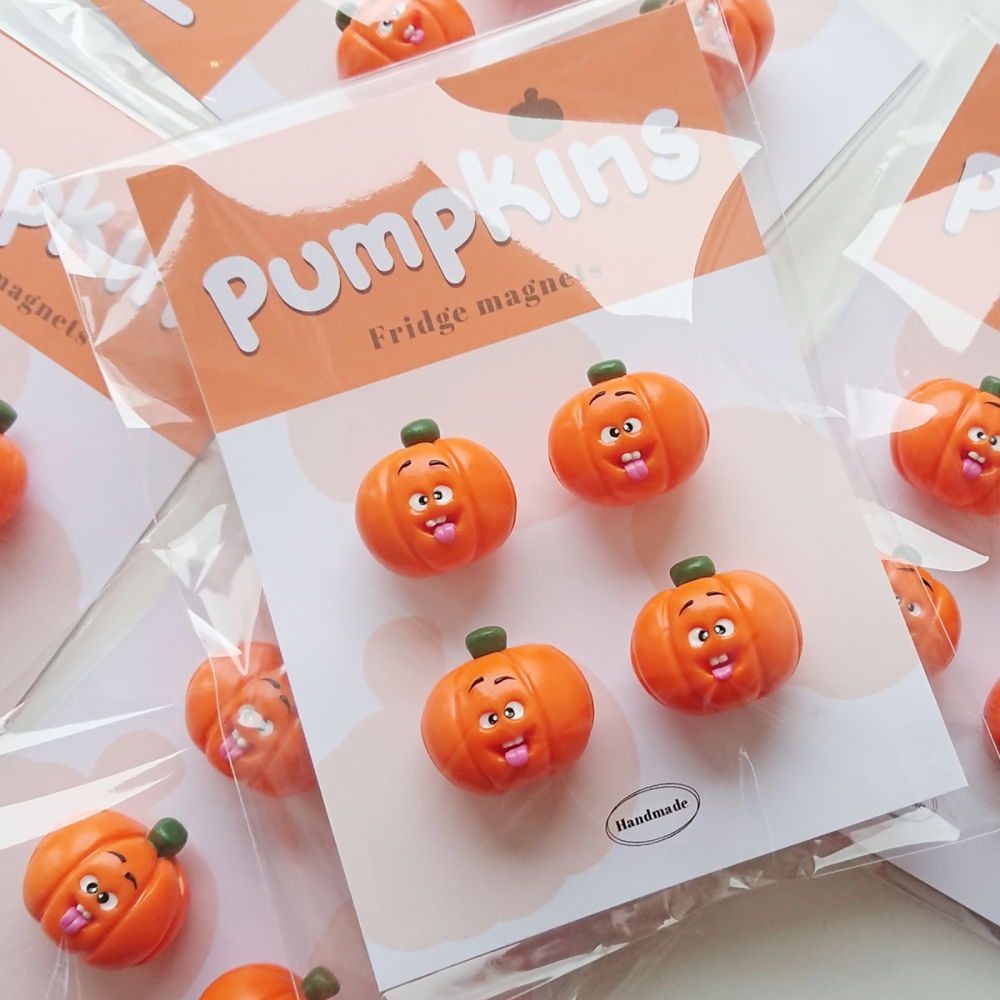 Pumpkin Magnets, 4-pack - fridge magnets