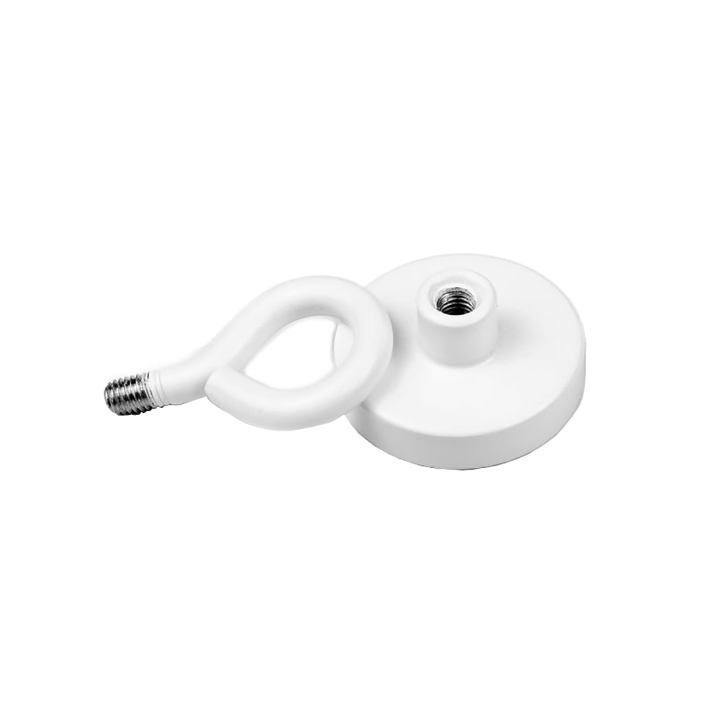 Pot magnet with closed hook, White Ø32 mm.
