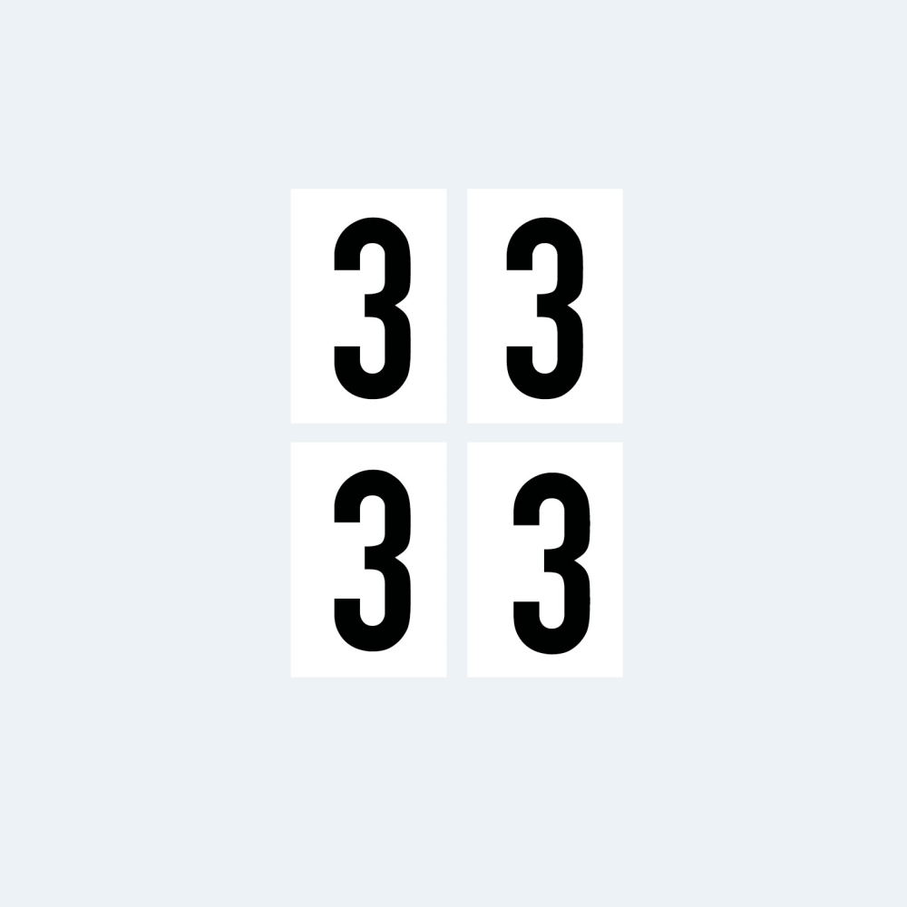Magnetic numbers extra 3 - Magnetic foil 5x7 cm. (4-pack)