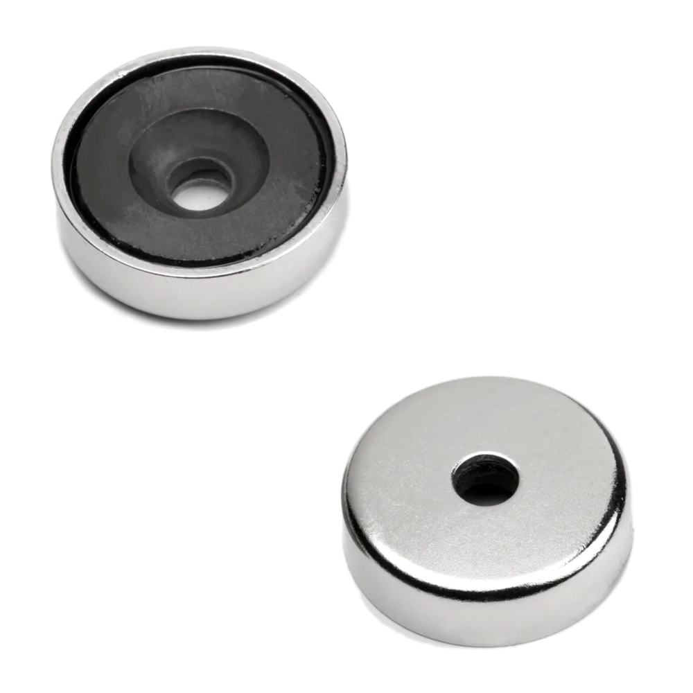 Countersunk pot magnet, Ø25 mm. - Ferrite