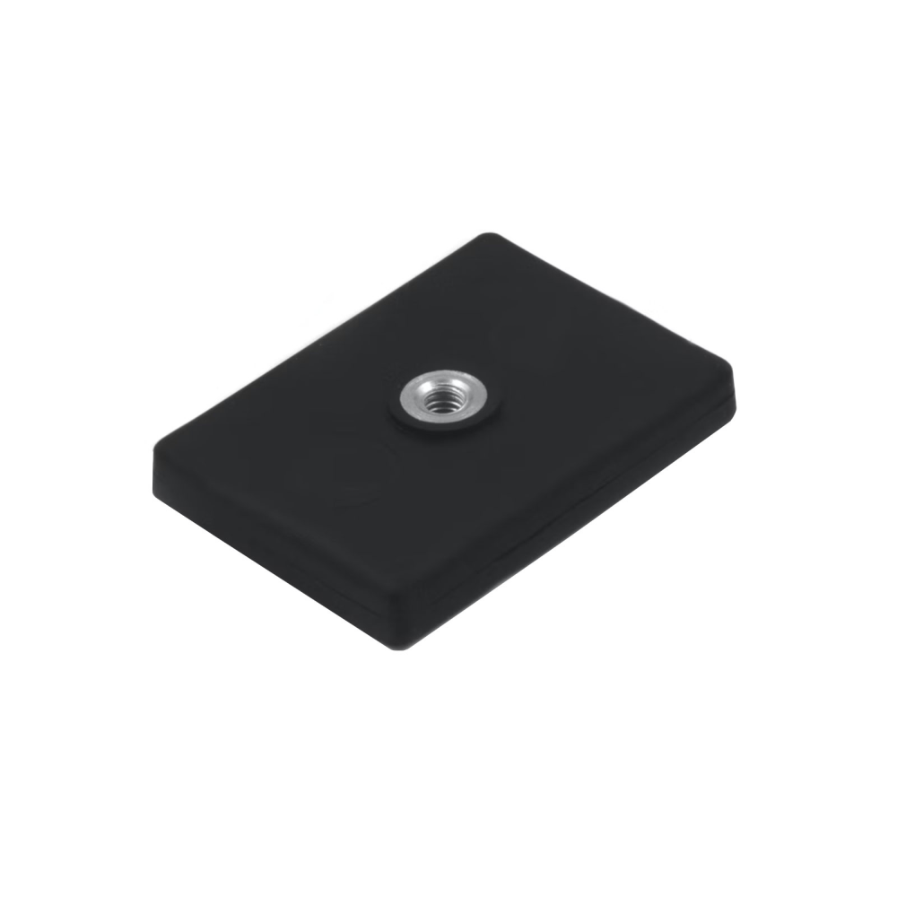 Rubber magnet w. internal thread, 43x31 mm.