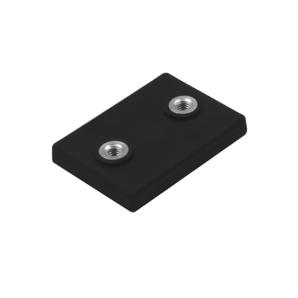 Rubber magnet w. internal thread, 43x31 mm. (double)