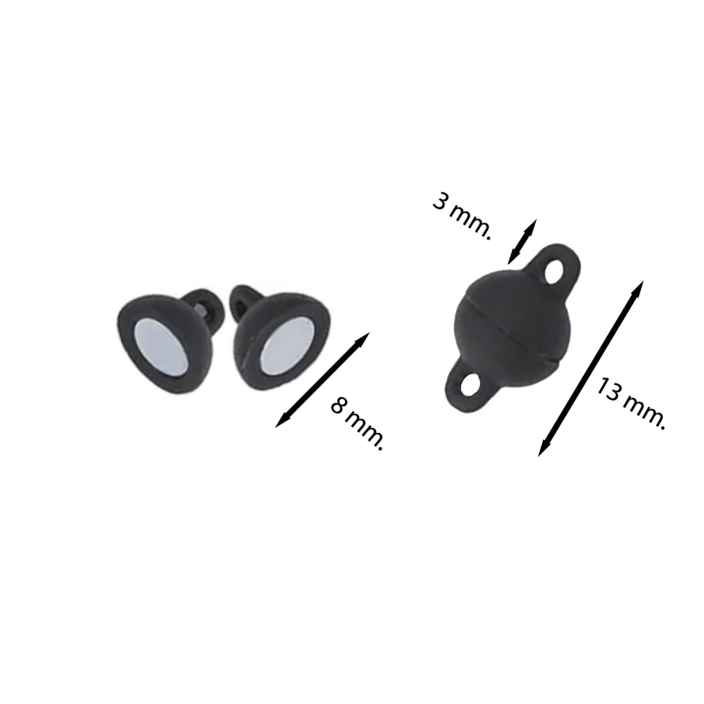 Magnetic clasp for jewellery Ø8 mm., black (small)