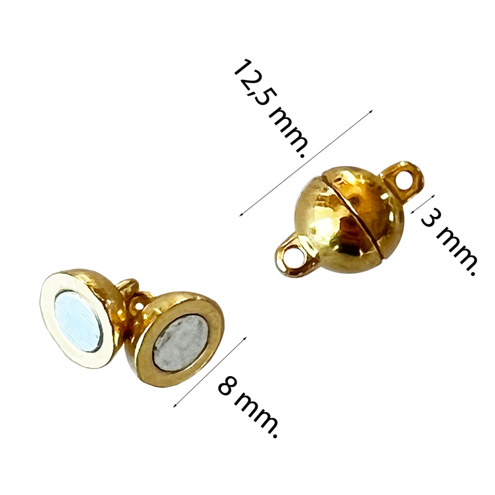 Magnetic clasp for jewelery Ø8 mm., gold (small)