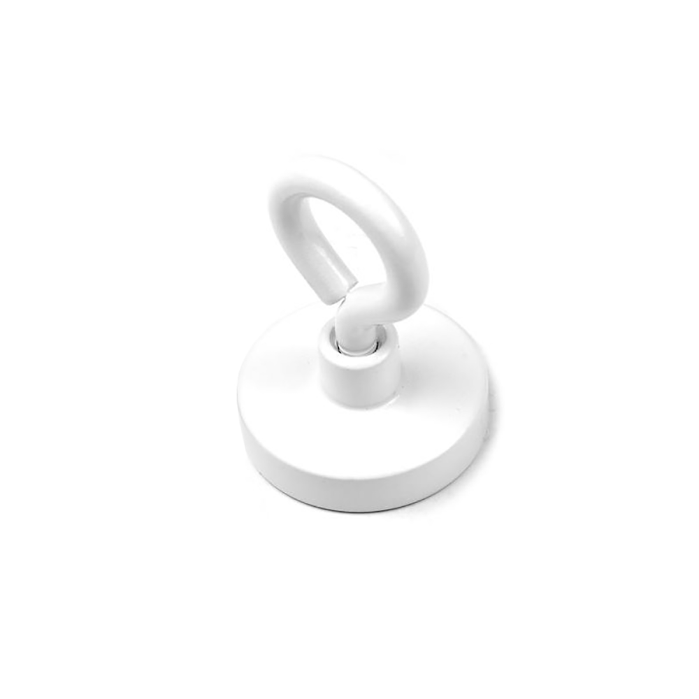 Pot magnet with closed hook, White Ø32 mm.