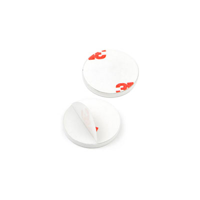 Metal plate, Round 20x2 mm. w/glue - White