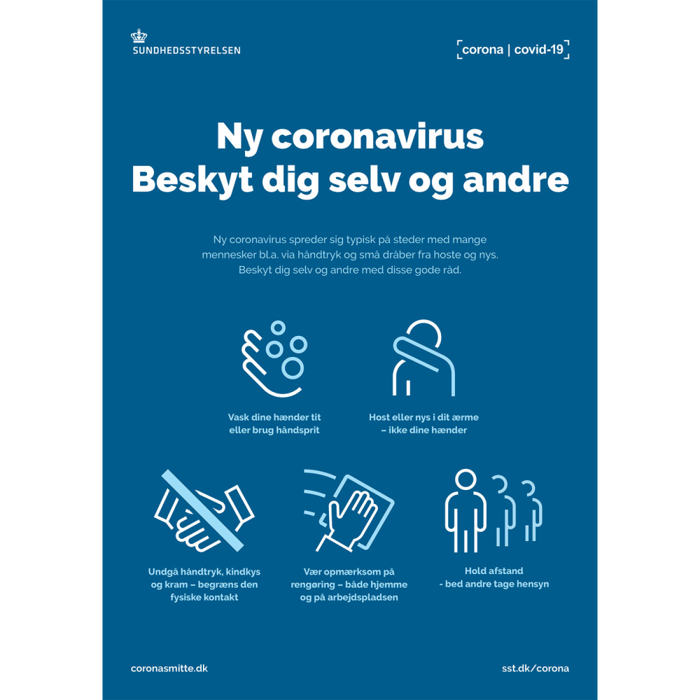 Magnetic Covid sign "protect yourself and others" Danish A4
