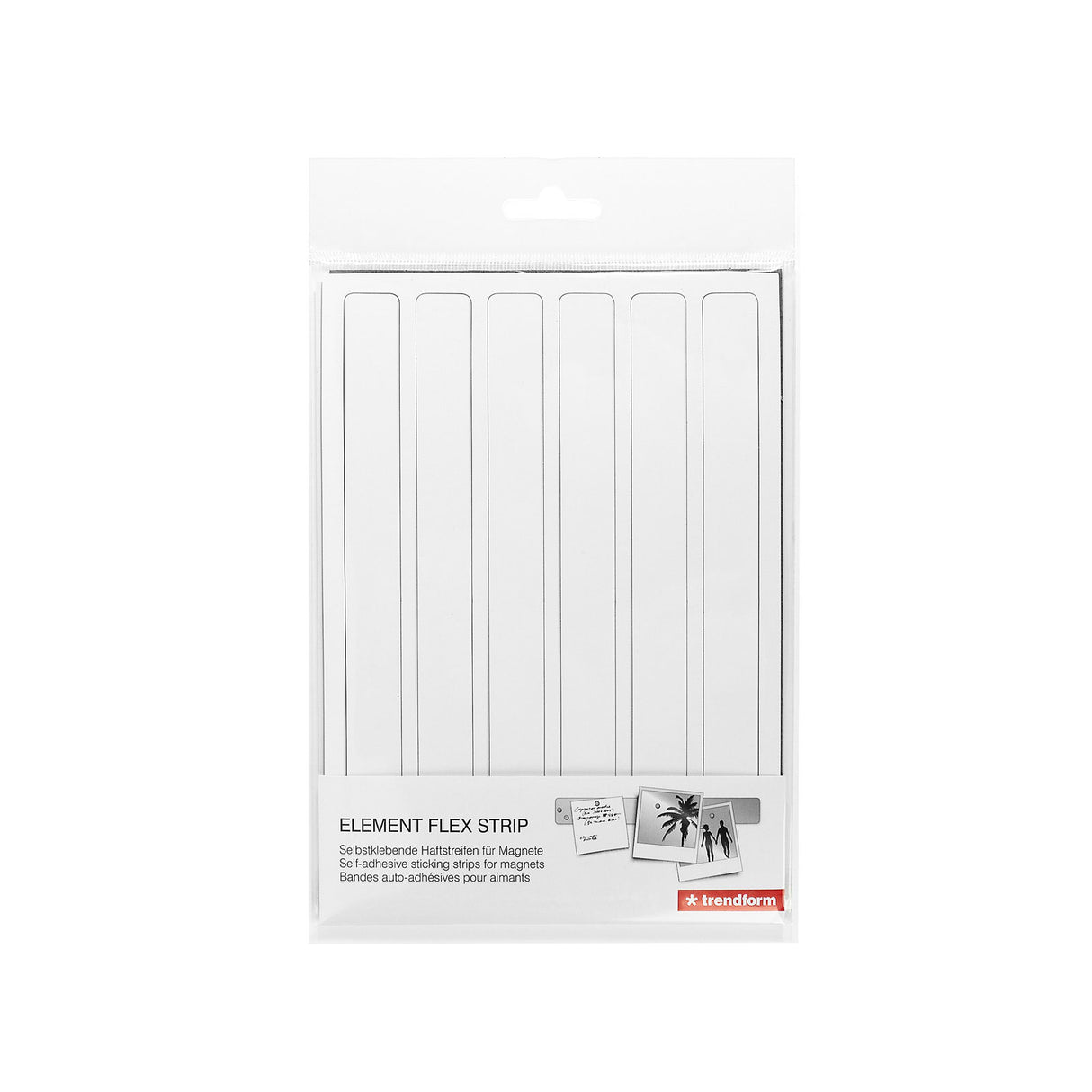 Oblong metal boards "FLEX STRIP" 19 cm., White (6-pack)