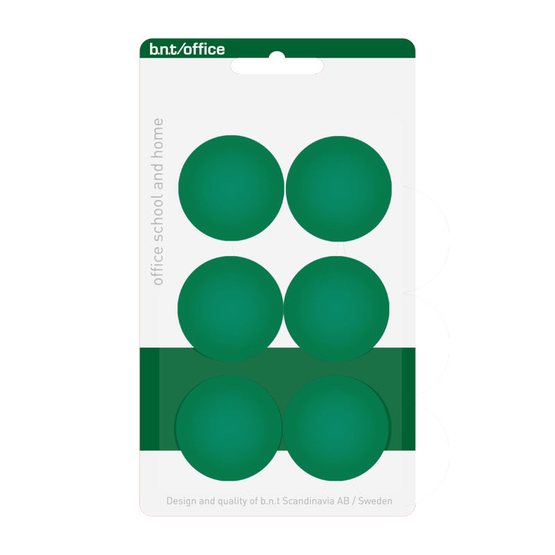 BNT Office Magnet, Green Ø30 mm. (6-pack)