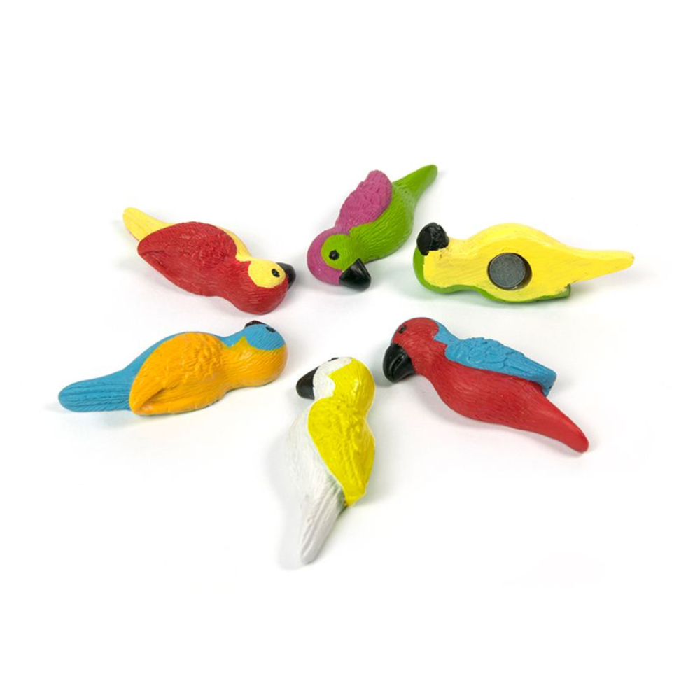 Parrot magnets, 6-pack - fridge magnets