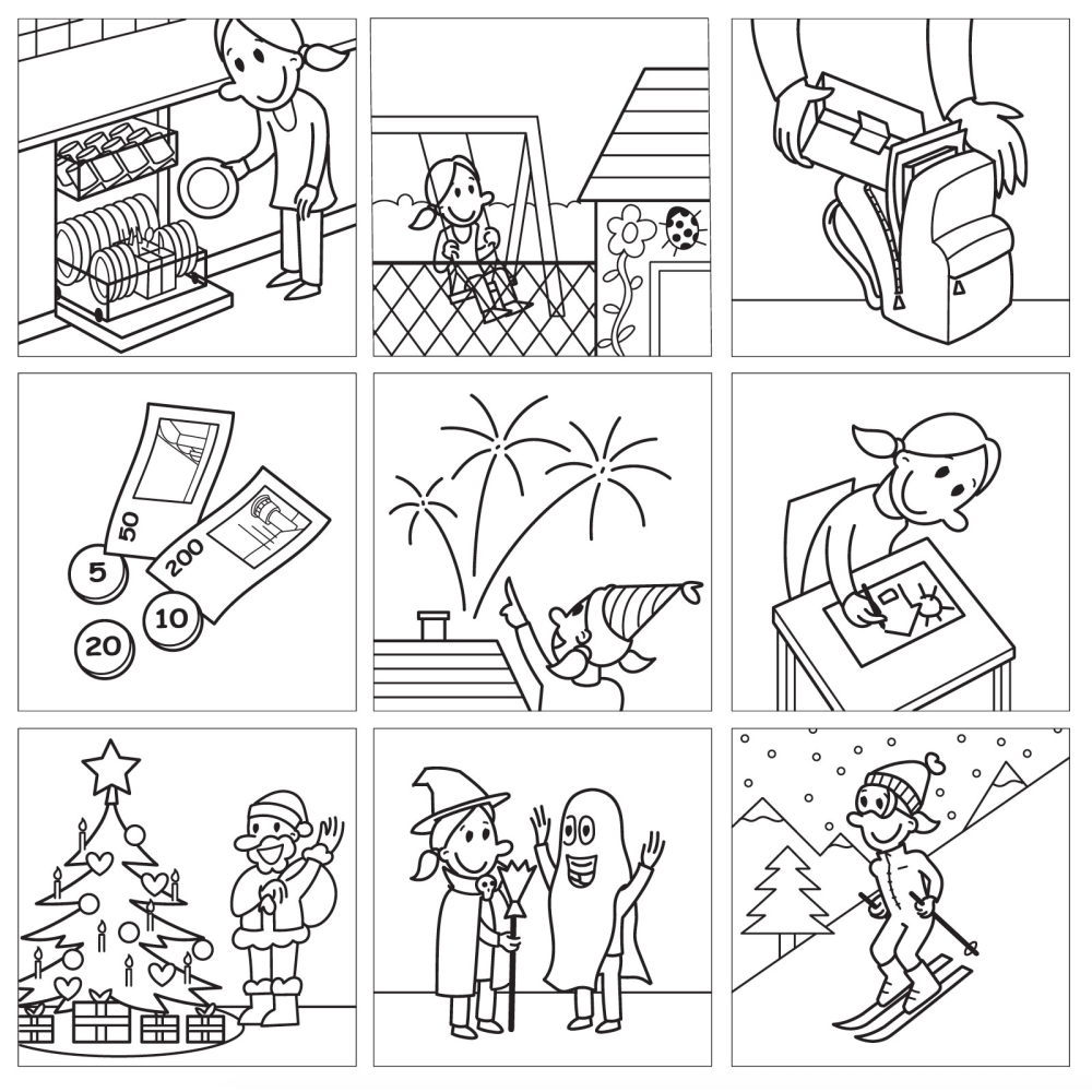 Magnetic pictograms black/white, 72 pcs. (GIRL)