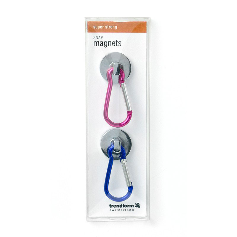 Pot magnet with carabiner in colors, Ø25 mm (2 pcs.)