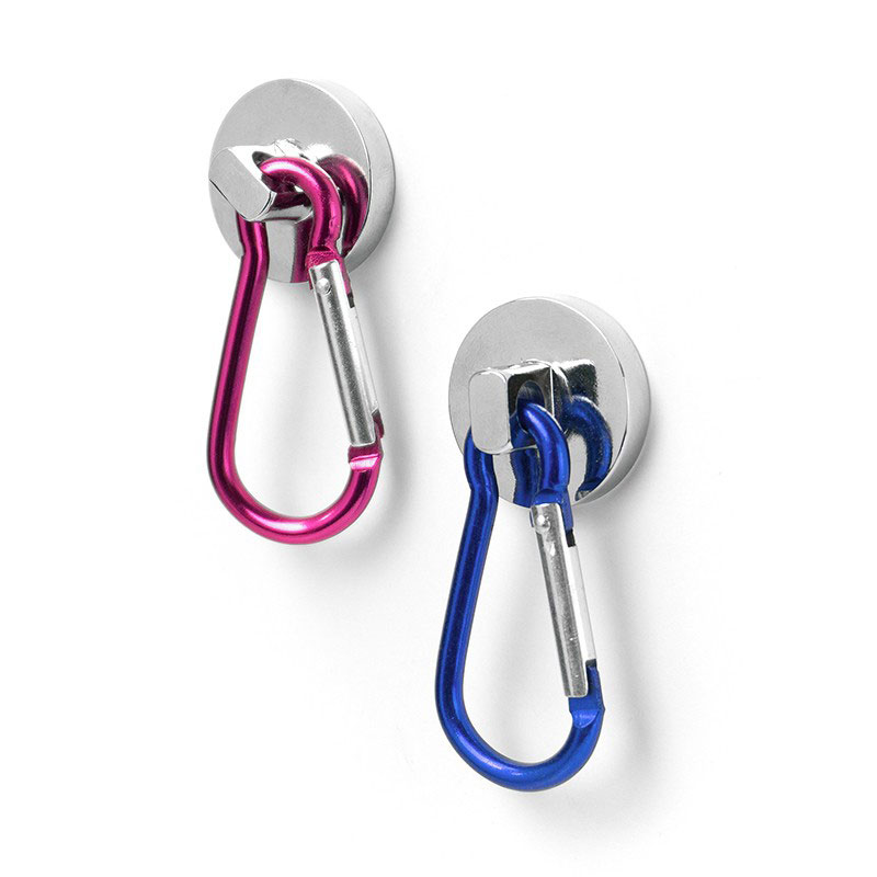 Pot magnet with carabiner in colors, Ø25 mm (2 pcs.)