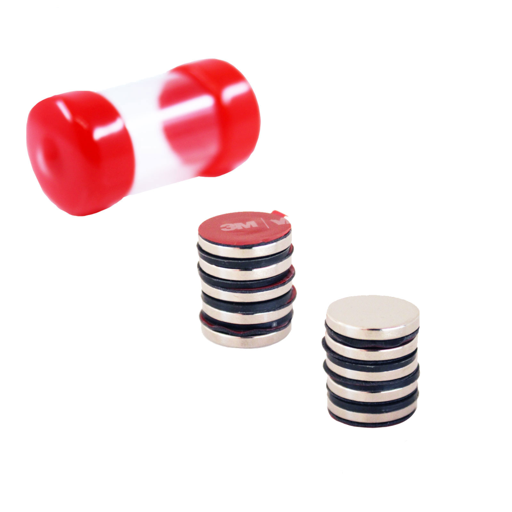 Power magnets, Disc 15x3 mm. w/glue, 10-pack