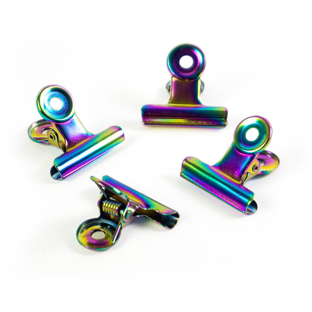 Magnetic clips rainbow, Bulldog Mini 4-pack