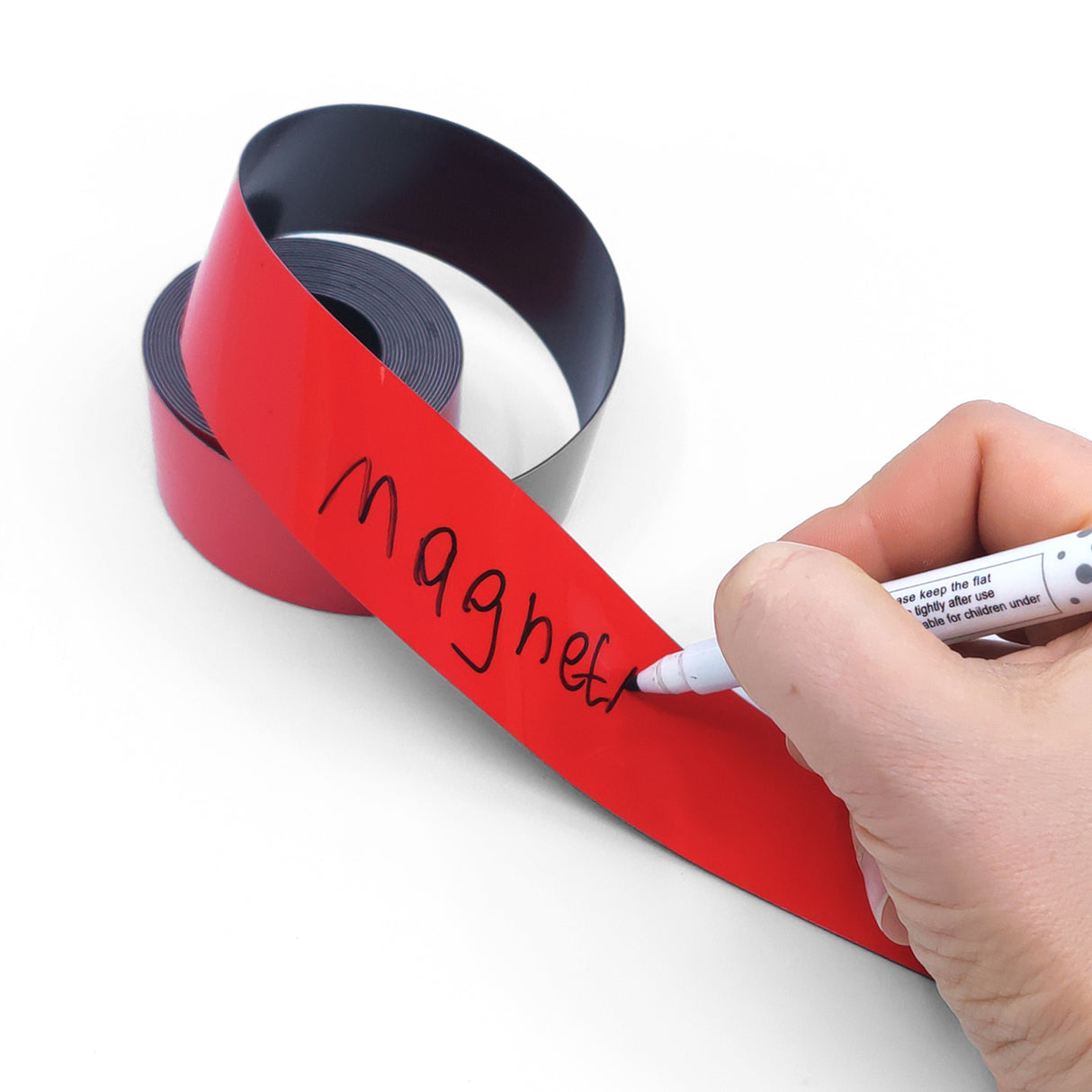 Magnetic foil w. writable surface, 30 mm (3 metres) - Red