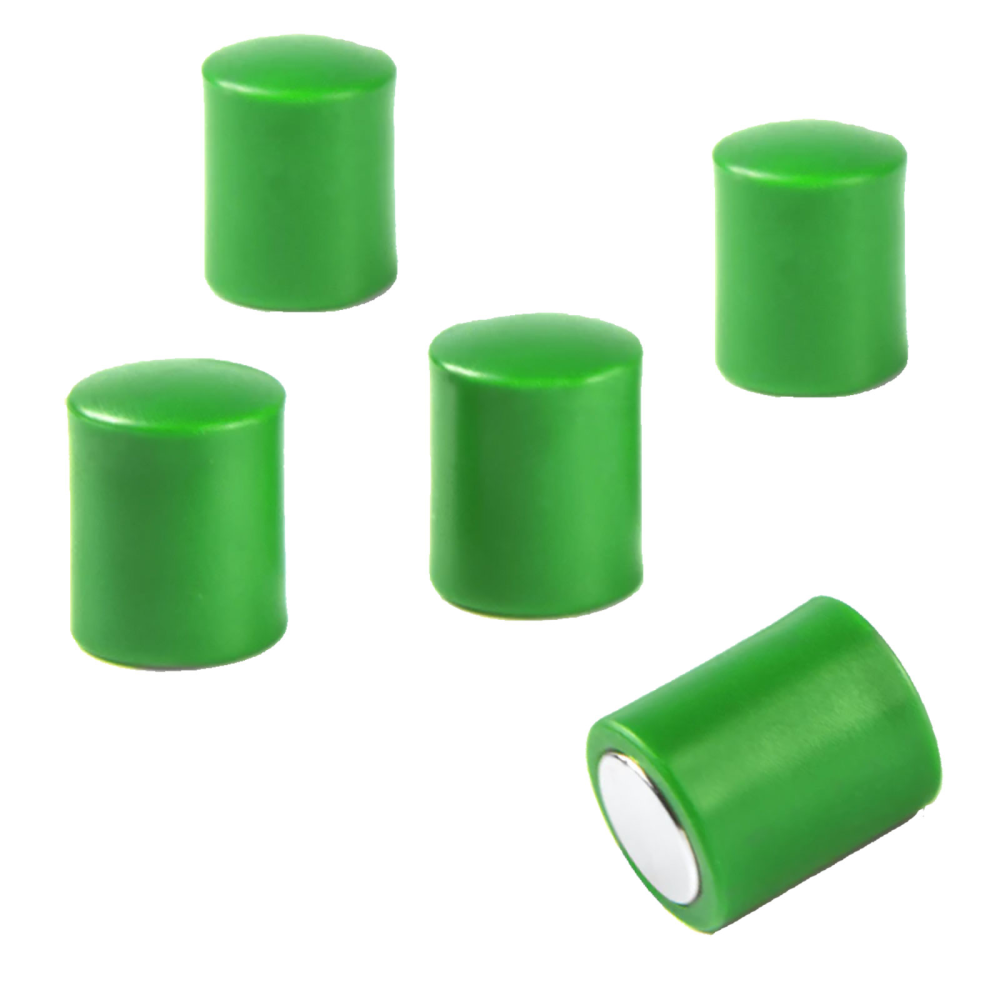 Magnets w. plastic cover 14x18 mm., Green (5-pack)