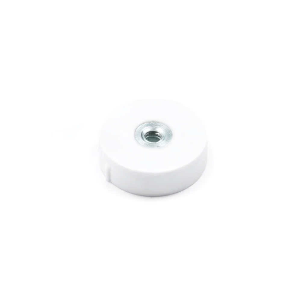 Rubber magnet (white) w. internal thread, Ø22 mm.