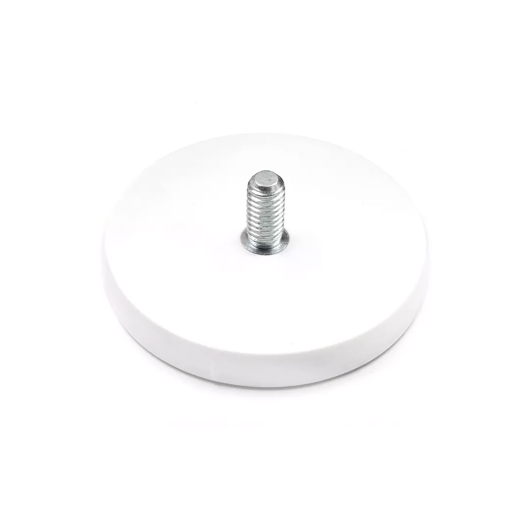 Ø66 mm. white rubber magnet M8 thread | +1100 sizes in stock