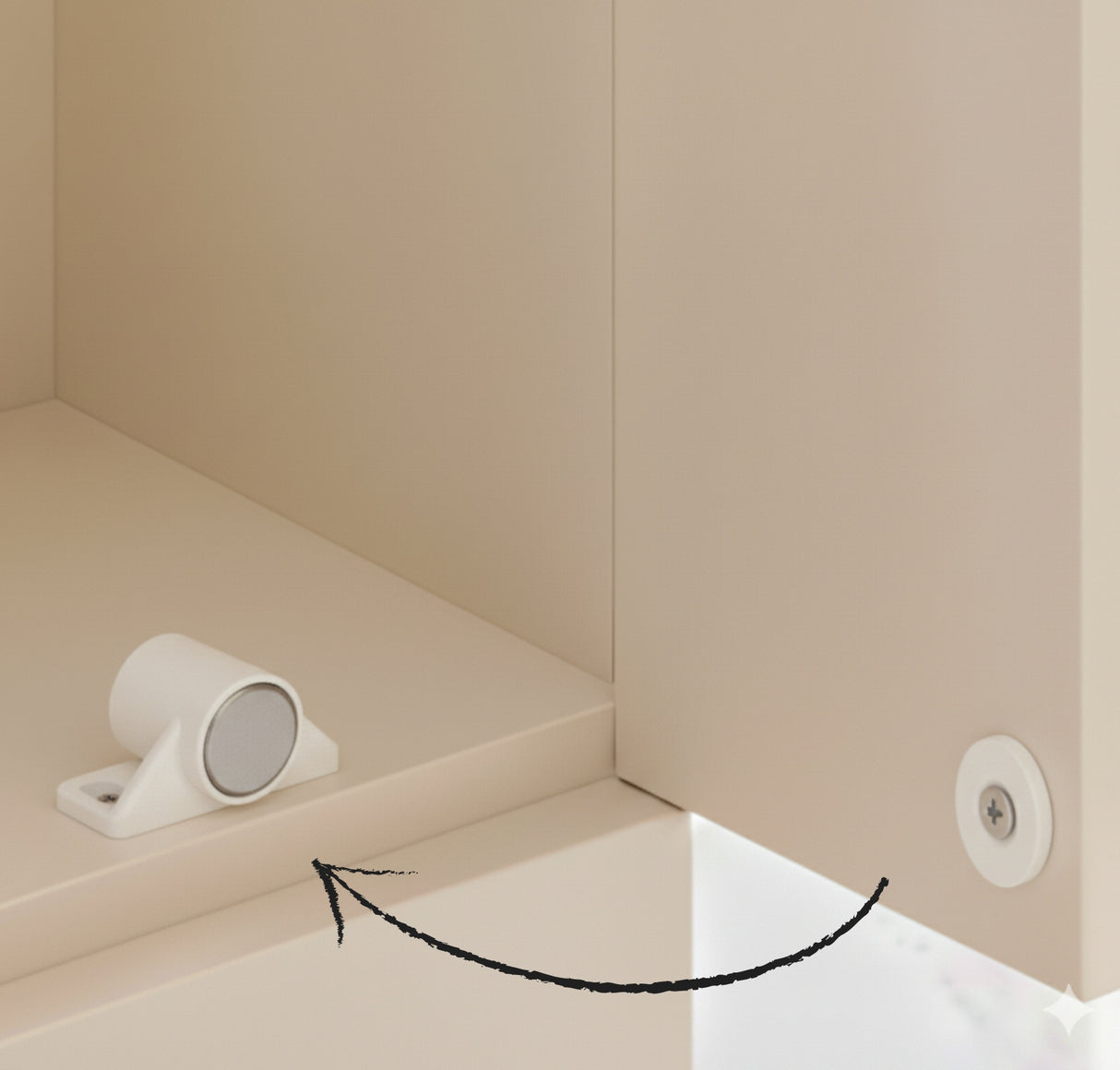 Magnetic lock for cupboards & drawers, white Ø18 mm.
