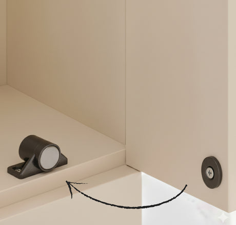 Magnetic lock for cabinets & drawers, black Ø18 mm.