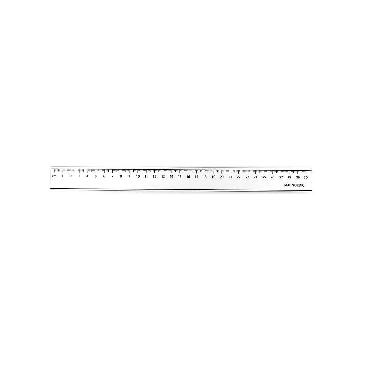 Magnetic ruler white 30 cm. - black numbers