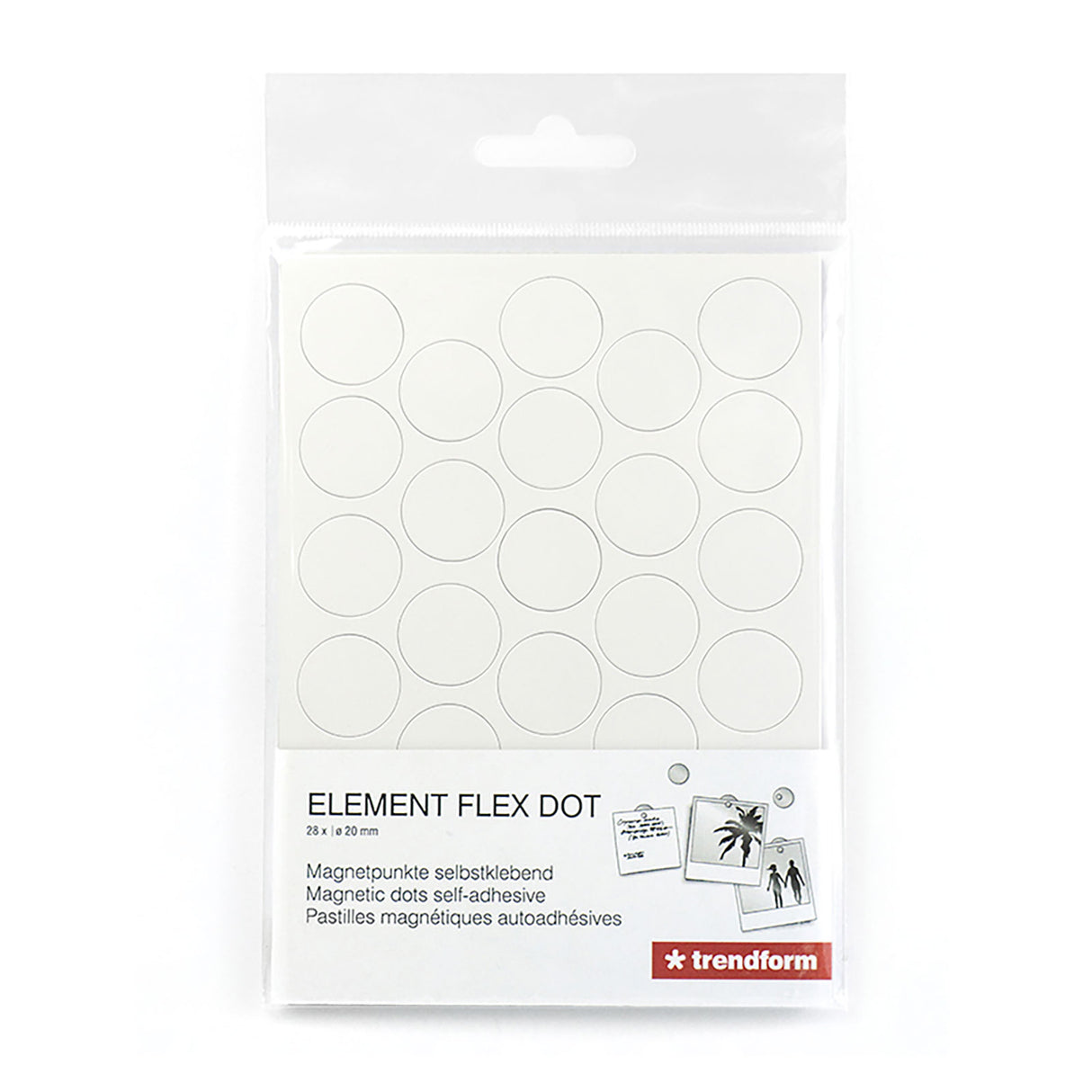 Round metal boards "FLEX DOT" mini, White (28-pack)